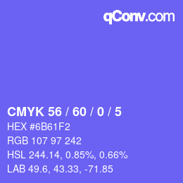 颜色代码: CMYK 56 / 60 / 0 / 5 | qconv.com