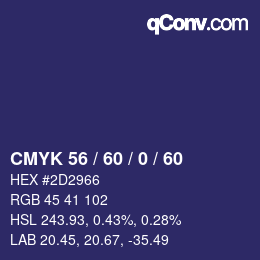 カラーコード: CMYK 56 / 60 / 0 / 60 | qconv.com