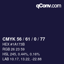 Color code: CMYK 56 / 61 / 0 / 77 | qconv.com