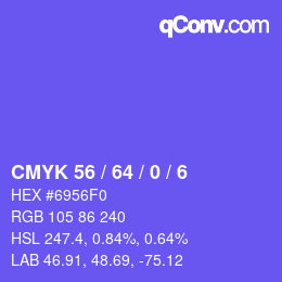 颜色代码: CMYK 56 / 64 / 0 / 6 | qconv.com