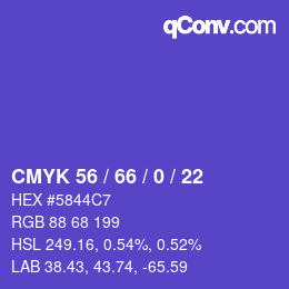 Color code: CMYK 56 / 66 / 0 / 22 | qconv.com