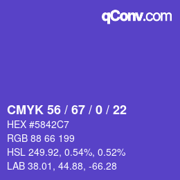 Color code: CMYK 56 / 67 / 0 / 22 | qconv.com