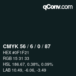 カラーコード: CMYK 56 / 6 / 0 / 87 | qconv.com