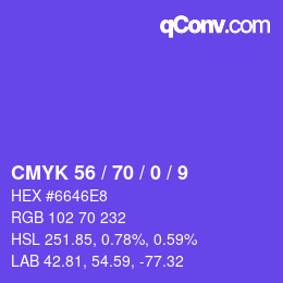 颜色代码: CMYK 56 / 70 / 0 / 9 | qconv.com
