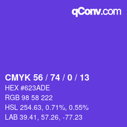 Color code: CMYK 56 / 74 / 0 / 13 | qconv.com