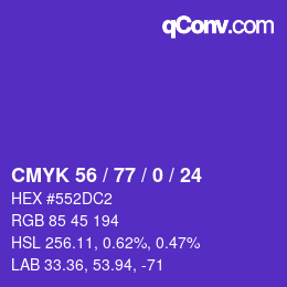 Color code: CMYK 56 / 77 / 0 / 24 | qconv.com