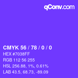 Color code: CMYK 56 / 78 / 0 / 0 | qconv.com