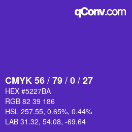 Color code: CMYK 56 / 79 / 0 / 27 | qconv.com