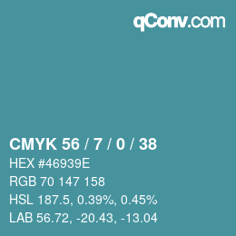 カラーコード: CMYK 56 / 7 / 0 / 38 | qconv.com