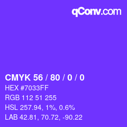 Color code: CMYK 56 / 80 / 0 / 0 | qconv.com