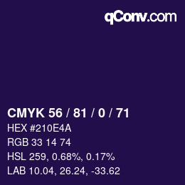 Color code: CMYK 56 / 81 / 0 / 71 | qconv.com