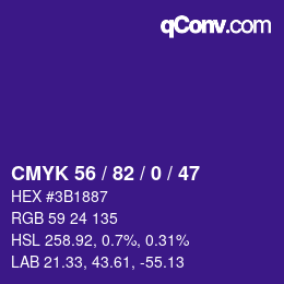 Color code: CMYK 56 / 82 / 0 / 47 | qconv.com