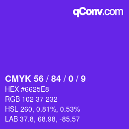 颜色代码: CMYK 56 / 84 / 0 / 9 | qconv.com
