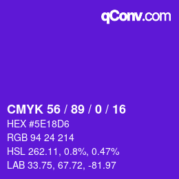 Color code: CMYK 56 / 89 / 0 / 16 | qconv.com