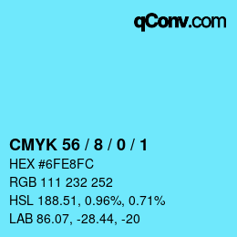 カラーコード: CMYK 56 / 8 / 0 / 1 | qconv.com