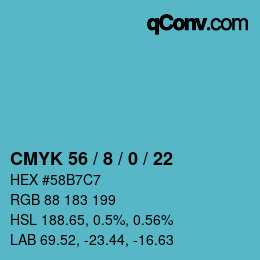 Color code: CMYK 56 / 8 / 0 / 22 | qconv.com