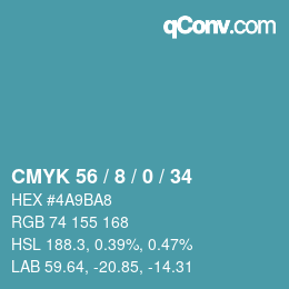 カラーコード: CMYK 56 / 8 / 0 / 34 | qconv.com
