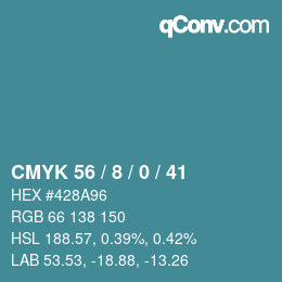 Color code: CMYK 56 / 8 / 0 / 41 | qconv.com