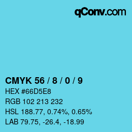 颜色代码: CMYK 56 / 8 / 0 / 9 | qconv.com
