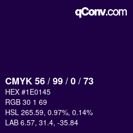 カラーコード: CMYK 56 / 99 / 0 / 73 | qconv.com