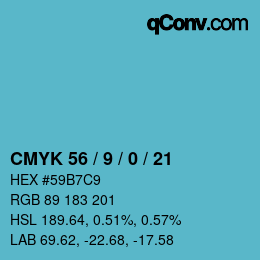 颜色代码: CMYK 56 / 9 / 0 / 21 | qconv.com
