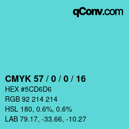 Farbcode: CMYK 57 / 0 / 0 / 16 | qconv.com
