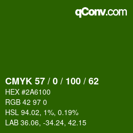 Código de color: CMYK 57 / 0 / 100 / 62 | qconv.com