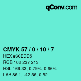 Color code: CMYK 57 / 0 / 10 / 7 | qconv.com