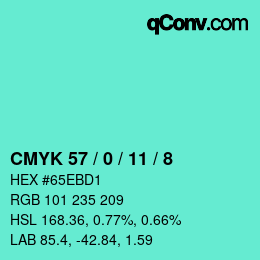 カラーコード: CMYK 57 / 0 / 11 / 8 | qconv.com