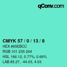 カラーコード: CMYK 57 / 0 / 13 / 8 | qconv.com