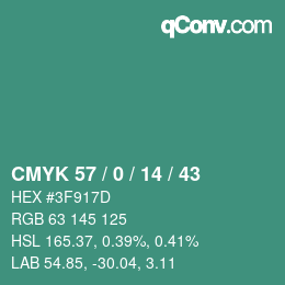 カラーコード: CMYK 57 / 0 / 14 / 43 | qconv.com