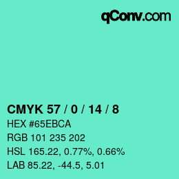 颜色代码: CMYK 57 / 0 / 14 / 8 | qconv.com