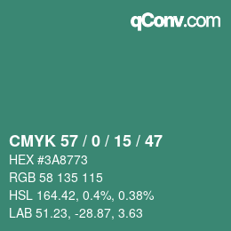 Color code: CMYK 57 / 0 / 15 / 47 | qconv.com