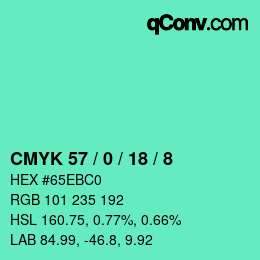 カラーコード: CMYK 57 / 0 / 18 / 8 | qconv.com