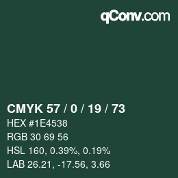 颜色代码: CMYK 57 / 0 / 19 / 73 | qconv.com
