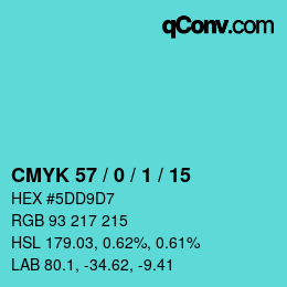 Color code: CMYK 57 / 0 / 1 / 15 | qconv.com