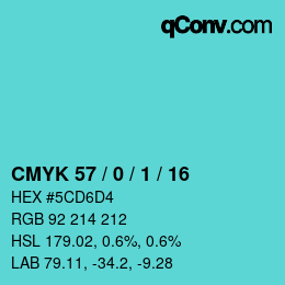 Color code: CMYK 57 / 0 / 1 / 16 | qconv.com