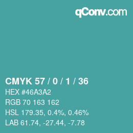 Color code: CMYK 57 / 0 / 1 / 36 | qconv.com