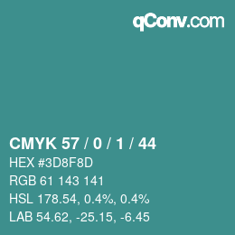 Color code: CMYK 57 / 0 / 1 / 44 | qconv.com