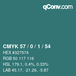 Color code: CMYK 57 / 0 / 1 / 54 | qconv.com