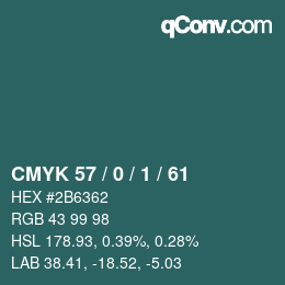颜色代码: CMYK 57 / 0 / 1 / 61 | qconv.com