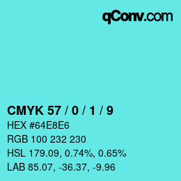 Color code: CMYK 57 / 0 / 1 / 9 | qconv.com