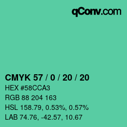 Color code: CMYK 57 / 0 / 20 / 20 | qconv.com