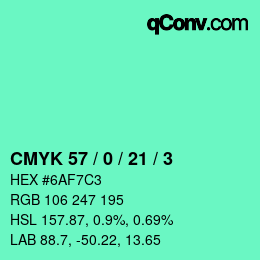 Color code: CMYK 57 / 0 / 21 / 3 | qconv.com