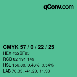 Color code: CMYK 57 / 0 / 22 / 25 | qconv.com