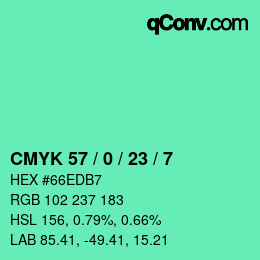 Color code: CMYK 57 / 0 / 23 / 7 | qconv.com