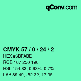 カラーコード: CMYK 57 / 0 / 24 / 2 | qconv.com