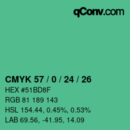 Color code: CMYK 57 / 0 / 24 / 26 | qconv.com