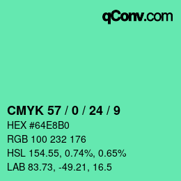 Color code: CMYK 57 / 0 / 24 / 9 | qconv.com