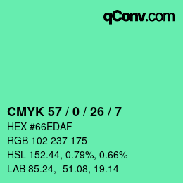 Color code: CMYK 57 / 0 / 26 / 7 | qconv.com
